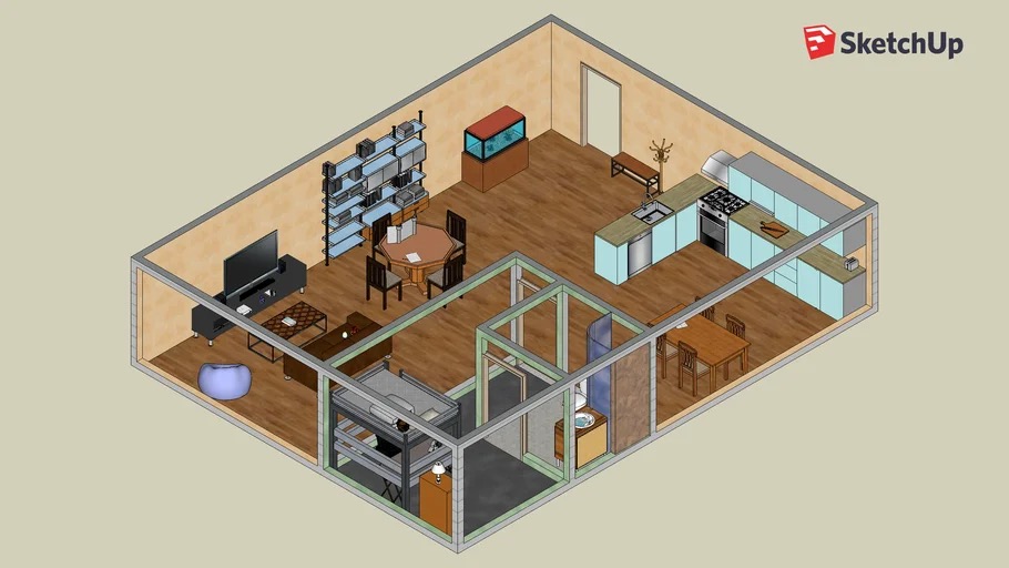 Secure space interior — architectural render