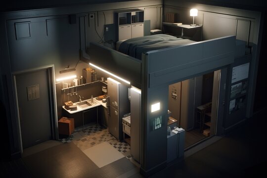 Modular shelter interior — prototype with lighting