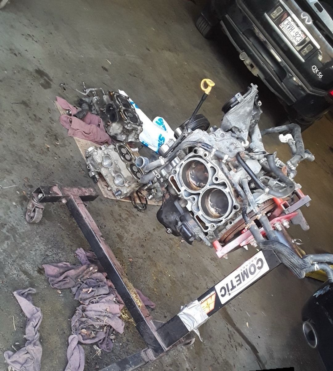 Engine teardown in progress
